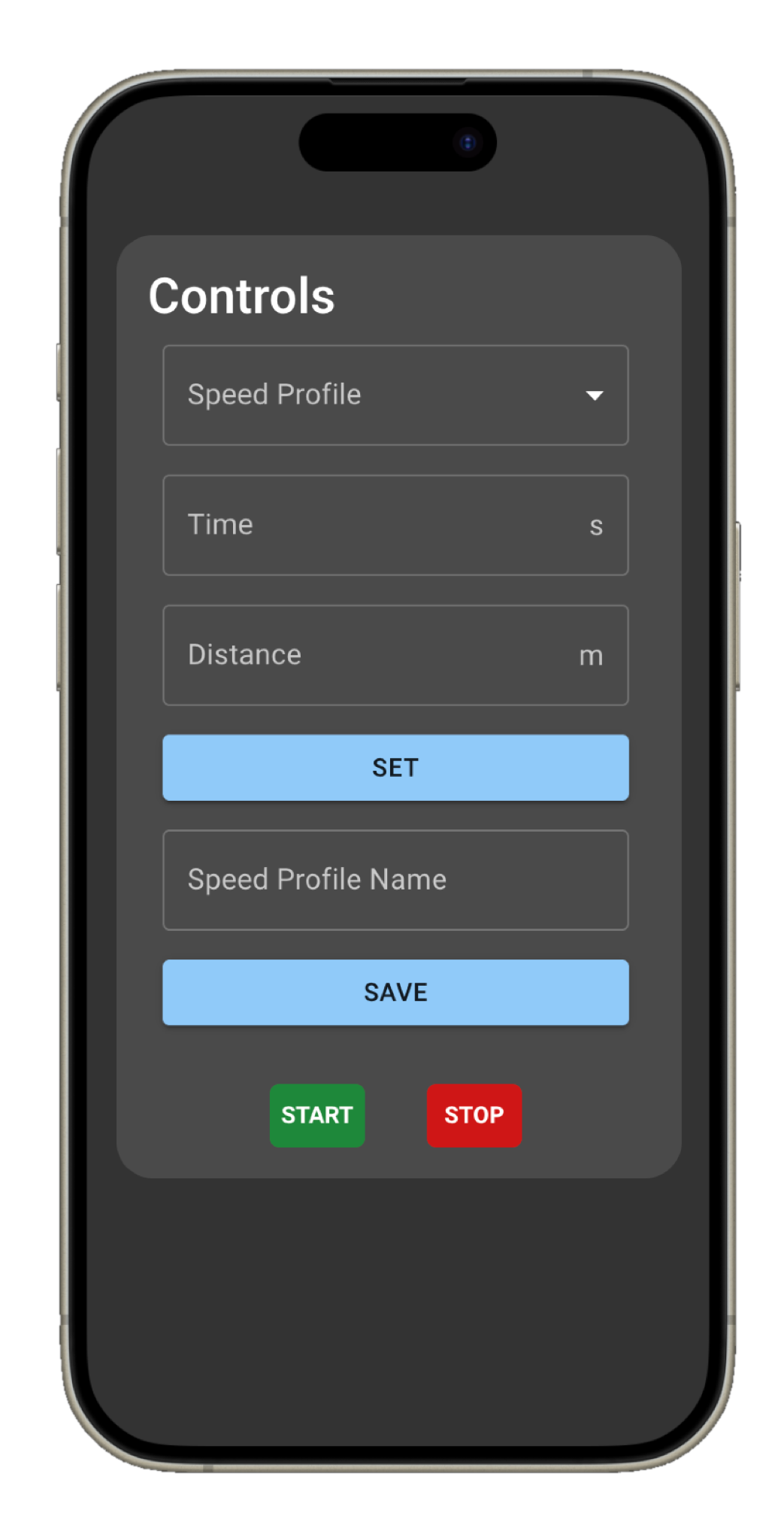 Screenshot of controls on web interface.